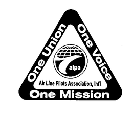 AIR LINE PILOTS ASSOCIATION, INT'L ALPA ONE UNION ONE VOICE ONE MISSION trademark