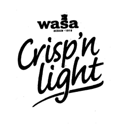 WASA SEDAN 1919 CRISP'N LIGHT trademark