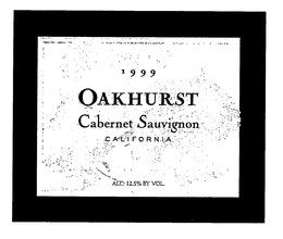 1999 OAKHURST CABERNET SAUVIGONO CALIFORNIA trademark