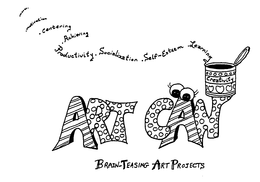 ART CAN BRAIN-TEASING ART PROJECTS SUCCESS. MOTIVATION. CENTERING. ACHIEVING. PRODUCTIVITY. SOCIALIZATION. SELF-ESTEEM. LEARNING CREATIVITY trademark