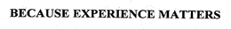 BECAUSE EXPERIENCE MATTERS trademark