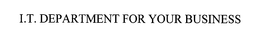 I.T. DEPARTMENT FOR YOUR BUSINESS trademark