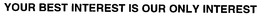 YOUR BEST INTEREST IS OUR ONLY INTEREST trademark