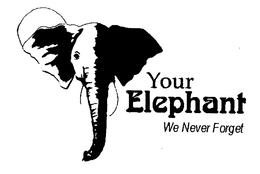 YOUR ELEPHANT WE NEVER FORGET trademark