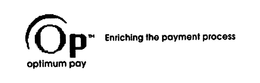 OP ENRICHING THE PAYMENT PROCESS OPTIMUM PAY trademark