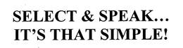 SELECT & SPEAK... IT'S THAT SIMPLE! trademark