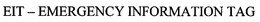 EIT - EMERGENCY INFORMATION TAG trademark