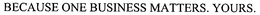 BECAUSE ONE BUSINESS MATTERS. YOURS. trademark
