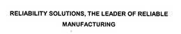RELIABILITY SOLUTIONS, THE LEADER OF RELIABLE MANUFACTURING trademark