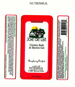 NUTRIMILK NUTRIBATH JOIE DE LAIT CREAMY BATH & SHOWER GEL RASPBERRY PARFAIT ENRICH WITH NUTRIMILK A NATURAL ANTI-OXIDANT & ALPHA-HYDROXY COMPLEX trademark