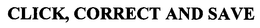 CLICK, CORRECT AND SAVE trademark