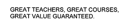 GREAT TEACHERS, GREAT COURSES, GREAT VALUE GUARANTEED. trademark