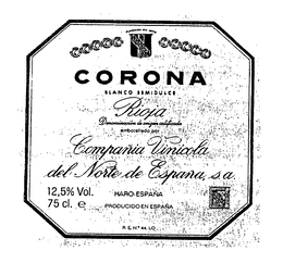 CORONA BLANCO SEMIDULCE RIOJA COMPANIA VINICOLA DEL NORTE DE ESPANA, S.A. trademark