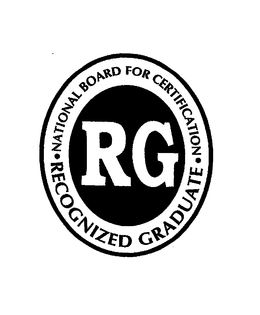 RG · NATIONAL BOARD FOR CERTIFICATION · RECOGNIZED GRADUATE trademark