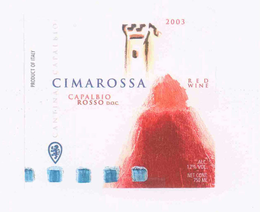 CIMAROSSA 2003 RED WINE CAPALBIO ROSSO D.O.C.  PRODUCT OF ITALY trademark