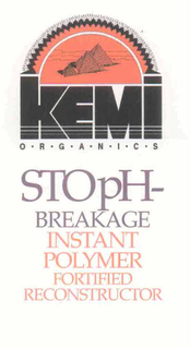 KEMI O·R·G·A·N·I·C·S STOPH-BREAKAGE INSTANT POLYMER FORTIFIED RECONSTRUCTOR trademark