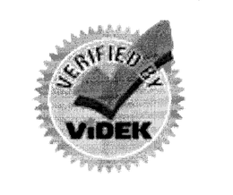 VERIFIED BY VIDEK trademark