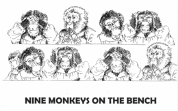 NINE MONKEYS ON A BENCH trademark