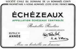 SOCIÉTÉ CIVILE DU DOMAINE DE LA ROMANÉE-CONTI PROPRIÉTAIRE A VOSNE-ROMANÉE (COTE-D'OR) FRANCE ÉCHÉZEAUX APPELLATION ÉCHÉZEAUX CONTROLÉE BOUTEILLES RÉCOLTÉES BOUTEILLE NO ANNÉE LES ASSOCIÉS-GÉRANTS HENRI-FREDERIC ROCH A. DE VILLAINE MISE EN BOUTEILLE AU DOMAINE trademark