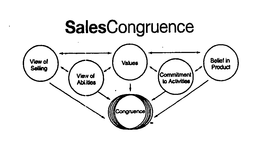 SALES CONGRUENCE VIEW OF SELLING VIEW OF ABILITIES VALUES COMMITMENT TO ACTIVITIES BELIEF IN PRODUCT CONGRUENCE trademark