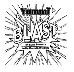 YUMMI BLAST IMMUNE FORMULA VANILLA, CHOCOLATE, STRAWBERRY trademark