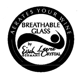 BREATHABLE GLASS AERATES YOUR WINE BY EISCH GERMANY LAUREN CRYSTAL trademark