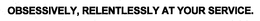 OBSESSIVELY, RELENTLESSLY AT YOUR SERVICE. trademark