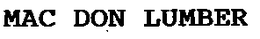MAC DON LUMBER trademark