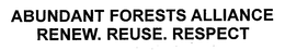 ABUNDANT FORESTS ALLIANCE RENEW. REUSE. RESPECT trademark