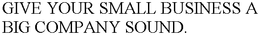 GIVE YOUR SMALL BUSINESS A BIG COMPANY SOUND. trademark