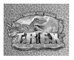 A PRE-HISTORIC FAMILY ADVENTURE T-REX EAT SHOP EXPLORE DISCOVER trademark