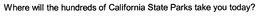 WHERE WILL THE HUNDREDS OF CALIFORNIA STATE PARKS TAKE YOU TODAY? trademark