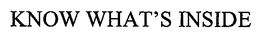 KNOW WHAT'S INSIDE trademark