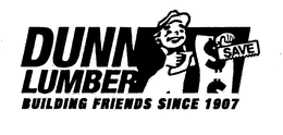 DUNN LUMBER BUILDING FRIENDS SINCE 1907 SAVE trademark