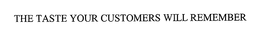 THE TASTE YOUR CUSTOMERS WILL REMEMBER trademark