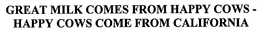 GREAT MILK COMES FROM HAPPY COWS - HAPPY COWS COME FROM CALIFORNIA trademark