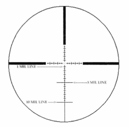 MP-8 DOT RETICULE 1 MIL LINE 5 MIL LINE 10 MIL LINE trademark