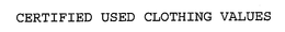 CERTIFIED USED CLOTHING VALUES trademark