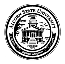 ALCORN STATE UNIVERSITY SERVICE SCHOLARSHIP DIGNITY MISSISSIPPI FOUNDED 1871 trademark