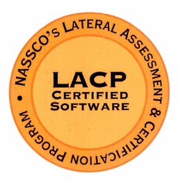 NASSCO'S LATERAL ASSESSMENT & CERTIFICATION PROGRAM LACP CERTIFIED SOFTWARE trademark