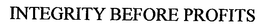 INTEGRITY BEFORE PROFITS trademark