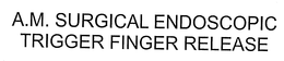 A.M. SURGICAL ENDOSCOPIC TRIGGER FINGER RELEASE trademark