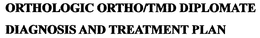 ORTHOLOGIC ORTHO/TMD DIPLOMATE DIAGNOSIS AND TREATMENT PLAN trademark