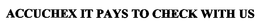 ACCUCHEX IT PAYS TO CHECK WITH US trademark