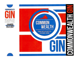 COMMONWEALTH GIN DISTILLED AND BOTTLED BY THE JAMES RIVER DISTILLERY IN RICHMOND, VIRGINIA JAMES RIVER DISTILLERY COMMON WEALTH PROUDLY DISTILLED & BOTTLED IN RICHMOND,  VIRGINIA GIN COMMONWEALTH GIN trademark