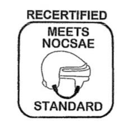 MEETS NOCSAE STANDARD RECERTIFIED YEAR ORGANIZATION trademark