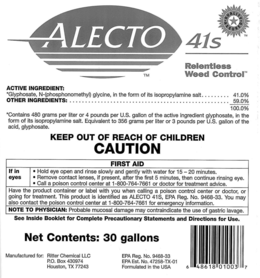 ALECTO 41S QUALITY ASSURED RELENT LESS WEED CONTROL trademark