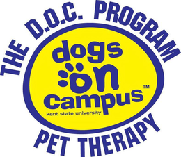 THE D.O.C. PROGRAM PET THERAPY DOGS ON CAMPUS KENT STATE UNIVERSITY trademark