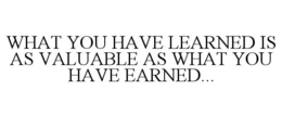 WHAT YOU HAVE LEARNED IS AS VALUABLE ASWHAT YOU HAVE EARNED... trademark