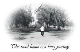 THE ROAD HOME IS A LONG JOURNEY. trademark